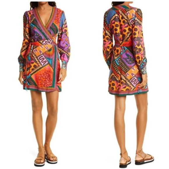 Farm Rio Dotted Patch Scarf Mini Dress NWT - Picture 3 of 3